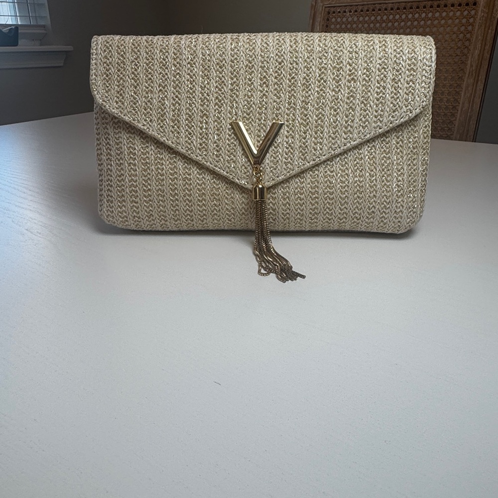 Coastal Summer Cream Clutch with Gold Accent